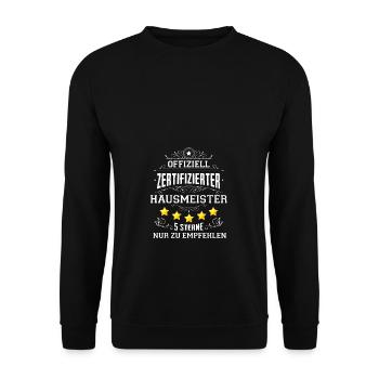 Offiziell Zertifizierter Hausmeister - Unisex Pullover - Schwarz - Vorne - Alina (178cm) & Michal (187cm)