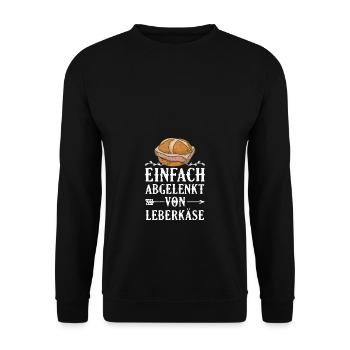 Einfach abgelenkt von Leberkäse - Unisex Pullover - Schwarz - Vorne - Alina (178cm) & Michal (187cm)