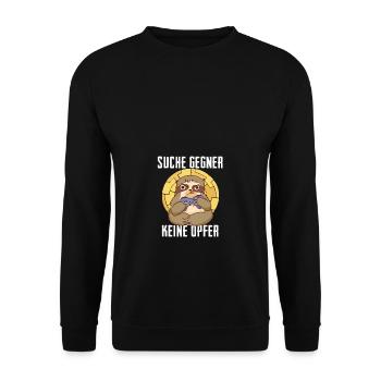 Suche Gegner Keine Opfer Süßes Faultier - Unisex Pullover - Schwarz - Vorne - Alina (178cm) & Michal (187cm)