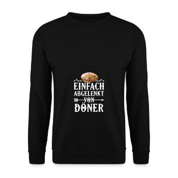 Einfach abgelenkt von Döner - Unisex Pullover - Schwarz - Vorne - Alina (178cm) & Michal (187cm)