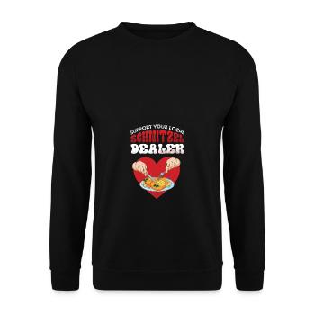 Support your local Schnitzel Dealer - Unisex Pullover - Schwarz - Vorne - Alina (178cm) & Michal (187cm)