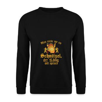 Der König will Schnitzel essen - Unisex Pullover - Schwarz - Vorne - Alina (178cm) & Michal (187cm)