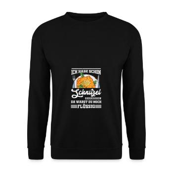Schnitzel since birth - Unisex Sweatshirt - black - Front - Alina (178cm) & Michal (187cm)