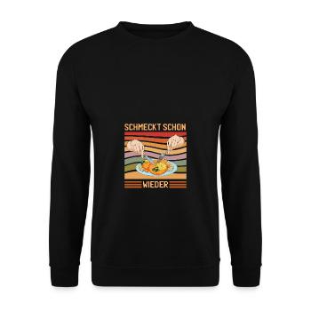 Schmeckt schon wieder Schnitzel - Unisex Pullover - Schwarz - Vorne - Alina (178cm) & Michal (187cm)