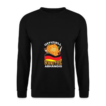 Offiziell Schnitzel abhängig - Unisex Pullover - Schwarz - Vorne - Alina (178cm) & Michal (187cm)