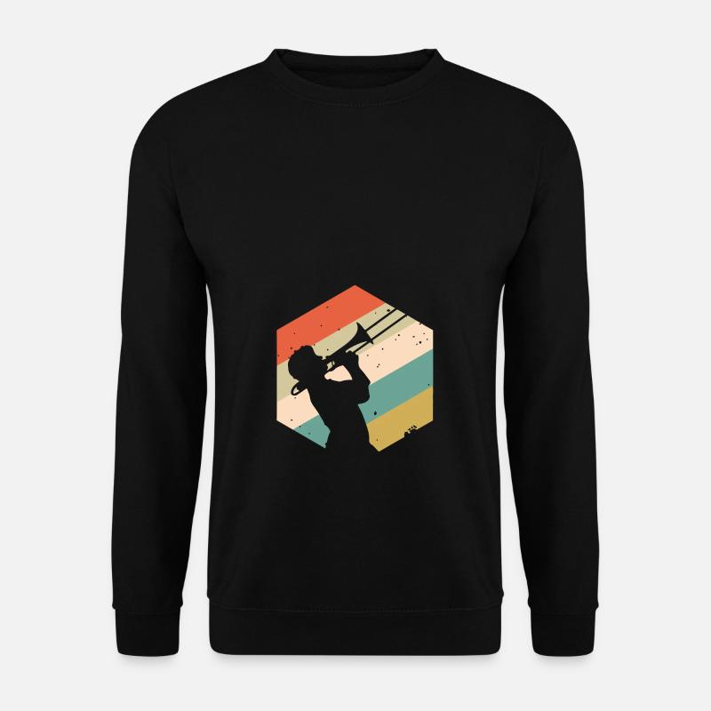 Posaune mit Retro Hintergrund - Unisex Pullover - Schwarz
