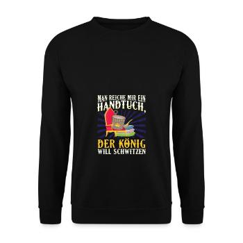 Königliches Schwitzen Sauna Lustig - Unisex Pullover - Schwarz - Vorne - Alina (178cm) & Michal (187cm)