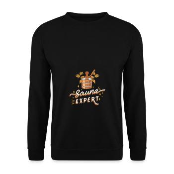 Sauna Experte Saunaclub Geschenk - Unisex Pullover - Schwarz - Vorne - Alina (178cm) & Michal (187cm)