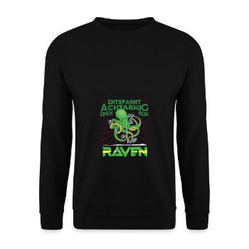 Einen rein Raven Rave Techno Geschenk - Unisex Pullover - Schwarz - Vorne - Alina (178cm) & Michal (187cm)