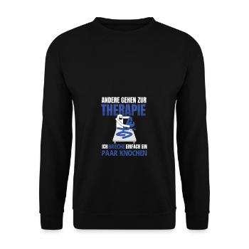 Knochen brechen Physio Geschenk Lustig - Unisex Pullover - Schwarz - Vorne - Alina (178cm) & Michal (187cm)