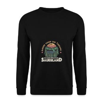 Einfach ins Sauerland Sauerländer Urlaub NRW - Unisex Pullover - Schwarz - Vorne - Alina (178cm) & Michal (187cm)