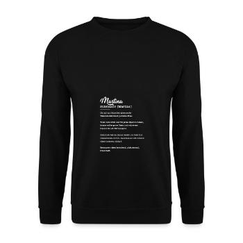 Martina Substantiv Namensbedeutung Herkunft - Unisex Pullover - Schwarz - Vorne - Alina (178cm) & Michal (187cm)