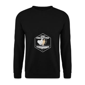 Seidenhühner meine Lieblingstiere Seidenhuhn - Unisex Pullover - Schwarz - Vorne - Alina (178cm) & Michal (187cm)