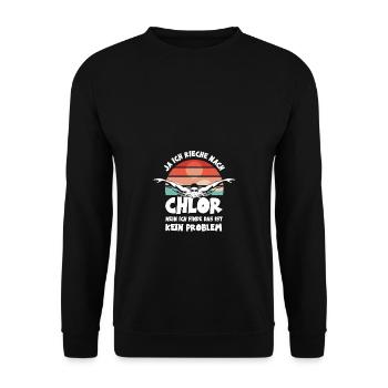 Ja ich rieche nach Chlor Schwimmbad Schwimmen - Unisex Pullover - Schwarz - Vorne - Alina (178cm) & Michal (187cm)