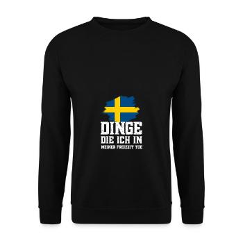 Dinge in Freizeit Schweden Flagge Urlaub Geschenk - Unisex Pullover - Schwarz - Vorne - Alina (178cm) & Michal (187cm)