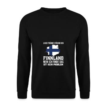 Ja ich träume ständig von Finnland Flagge Urlaub - Unisex Pullover - Schwarz - Vorne - Alina (178cm) & Michal (187cm)
