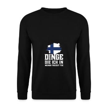 Finnland Dinge in der Freizeit Urlaub Geschenk - Unisex Pullover - Schwarz - Vorne - Alina (178cm) & Michal (187cm)