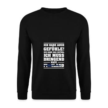 Ich muss dringend nach Finnland Urlaub Geschenk - Unisex Pullover - Schwarz - Vorne - Alina (178cm) & Michal (187cm)