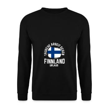 Tausche Arbeit gegen Finnland Urlaub Geschenk - Unisex Pullover - Schwarz - Vorne - Alina (178cm) & Michal (187cm)