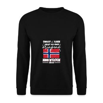 Muss dringend nach Norwegen Flagge Urlaub Geschenk - Unisex Pullover - Schwarz - Vorne - Alina (178cm) & Michal (187cm)