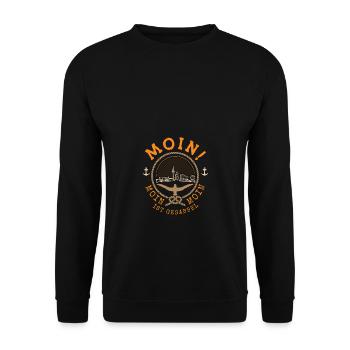 Moin Moin ist gesabbel Hamburg Skyline Seemann - Unisex Pullover - Schwarz - Vorne - Alina (178cm) & Michal (187cm)