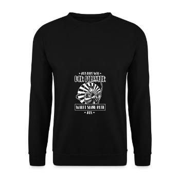 Meister wirft Rute Angel Fischen Zubehör Geschenk - Unisex Pullover - Schwarz - Vorne - Alina (178cm) & Michal (187cm)