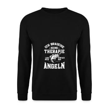 Angel Therapie Fischen Zubehör Geschenk - Unisex Pullover - Schwarz - Vorne - Alina (178cm) & Michal (187cm)