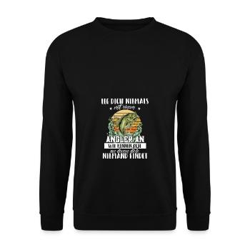Meister mit Rute Angel Fischen Zubehör Geschenk - Unisex Pullover - Schwarz - Vorne - Alina (178cm) & Michal (187cm)