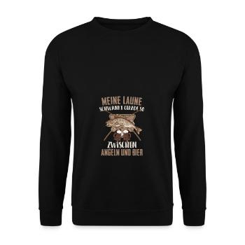 Laune Angeln und Bier Rute Angel Fischen Geschenk - Unisex Pullover - Schwarz - Vorne - Alina (178cm) & Michal (187cm)