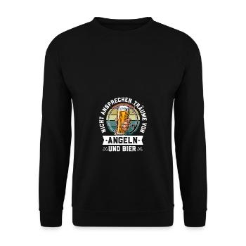 Träume von Angeln und Bier Angel Urlaub Fischen - Unisex Pullover - Schwarz - Vorne - Alina (178cm) & Michal (187cm)