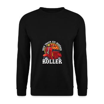 Roller Traum Motorroller Scooter Geschenk - Unisex Pullover - Schwarz - Vorne - Alina (178cm) & Michal (187cm)