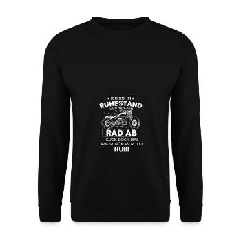 Ruhestand Rad ab Motorrad Fahrer Chopper Renter - Unisex Pullover - Schwarz - Vorne - Alina (178cm) & Michal (187cm)