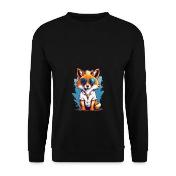 Niedlicher Fuchs mit Sonnenbrille - Unisex Pullover - Schwarz - Vorne - Alina (178cm) & Michal (187cm)