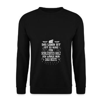Das Beste Holz Forstwirt Waldarbeiter - Unisex Pullover - Schwarz - Vorne - Alina (178cm) & Michal (187cm)
