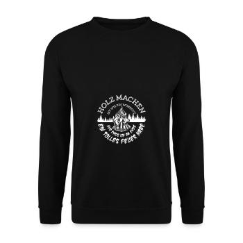 Holz Workout Feuer Forstwirt Waldarbeit - Unisex Pullover - Schwarz - Vorne - Alina (178cm) & Michal (187cm)