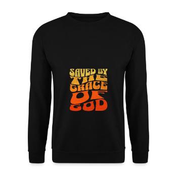 Gerettet Durch Die Gnade Gottes Damen Herren - Unisex Pullover - Schwarz - Vorne - Alina (178cm) & Michal (187cm)