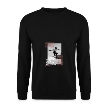 Skateboard Ollie Jungen Geschenkidee - Unisex Pullover - Schwarz - Vorne - Alina (178cm) & Michal (187cm)