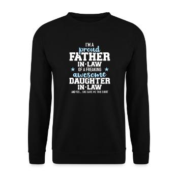 Schwiegervater - Unisex Pullover - Schwarz - Vorne - Alina (178cm) & Michal (187cm)