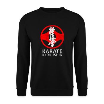 Kyokushin Karate Kampfkunst Japan Vintage - Unisex Pullover - Schwarz - Vorne - Alina (178cm) & Michal (187cm)