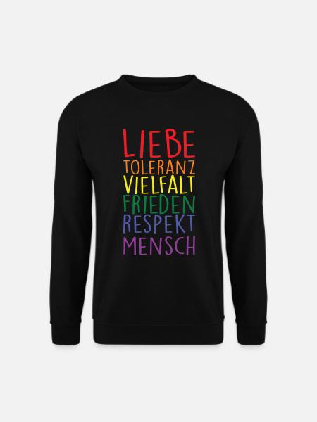 Liebe Toleranz Vielfalt Frieden Respekt Mensch - Unisex Pullover - Schwarz