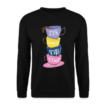 It's Always Tea Time - Unisex Sweatshirt - black - Front - Alina (178cm) & Michal (187cm)