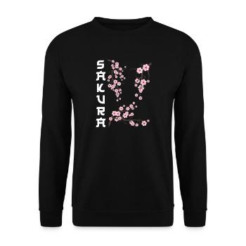 Japanese Cherry Blossom Sakura - Unisex Sweatshirt - black - Front - Alina (178cm) & Michal (187cm)