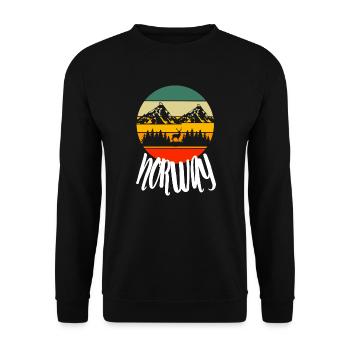 Norway Mountains Hiking Retro Nature - Unisex Sweatshirt - black - Front - Alina (178cm) & Michal (187cm)