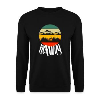 Scandinavia Mountains Deer Retro Norway Nature - Unisex Sweatshirt - black - Front - Alina (178cm) & Michal (187cm)
