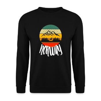Norvège Montagnes Forêt Cerf Rétro Nature - Sweat-shirt Unisexe - noir - Devant - Alina (178cm) & Michal (187cm)