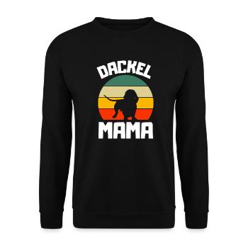 Dogs Mama Retro Dachshund - Unisex Sweatshirt - black - Front - Alina (178cm) & Michal (187cm)