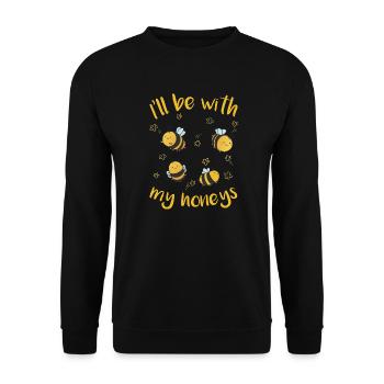 Beekeeper Honeycomb Bee Bees Honey Bee With My Honeys - Unisex Sweatshirt - black - Front - Alina (178cm) & Michal (187cm)