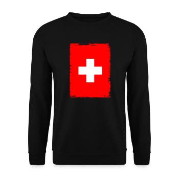 Switzerland Flag Vintage Cross Distressed Look Swiss - Unisex Sweatshirt - black - Front - Alina (178cm) & Michal (187cm)
