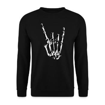 Metall Hand Zitat Grafik - Unisex Pullover - Schwarz - Vorne - Alina (178cm) & Michal (187cm)