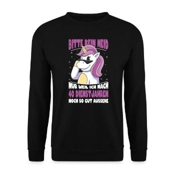 40 Jahre Im Dienst 40 Jähriges Dienstjubiläum - Unisex Pullover - Schwarz - Vorne - Alina (178cm) & Michal (187cm)